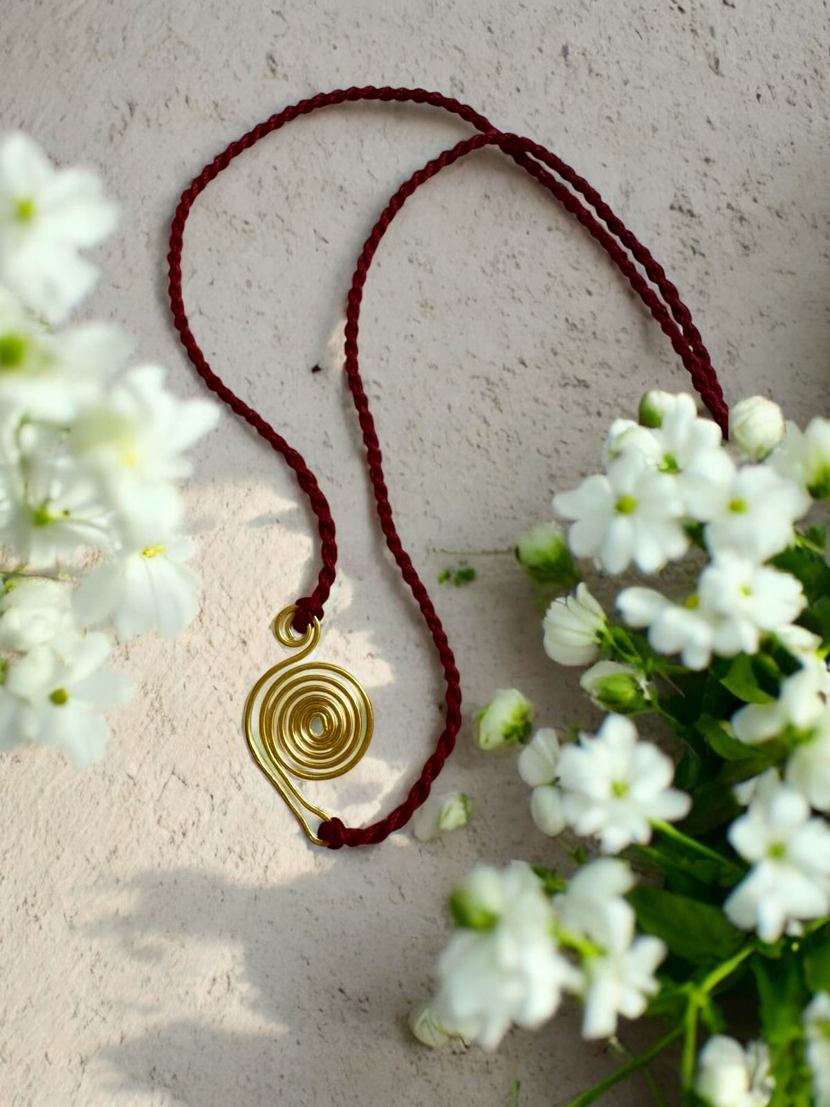 Spiral Song Brass Anklet - Maroon