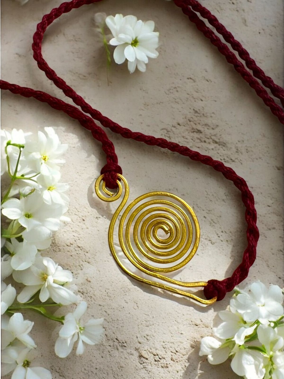 Spiral Song Brass Anklet - Maroon