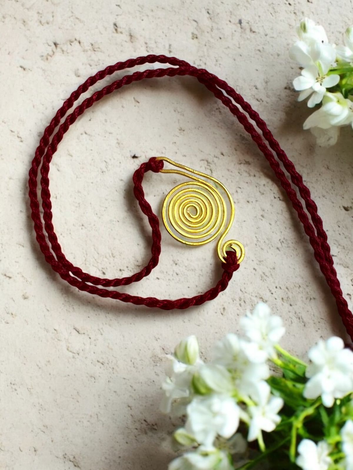 Spiral Song Brass Anklet - Maroon