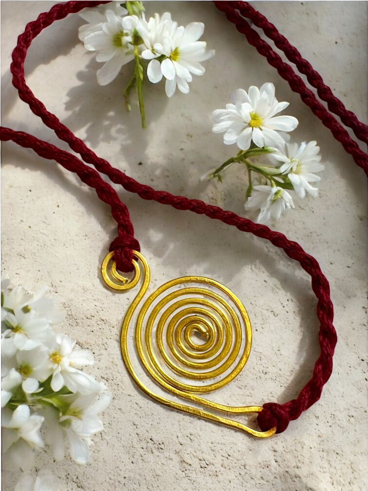 Spiral Song Brass Anklet - Maroon