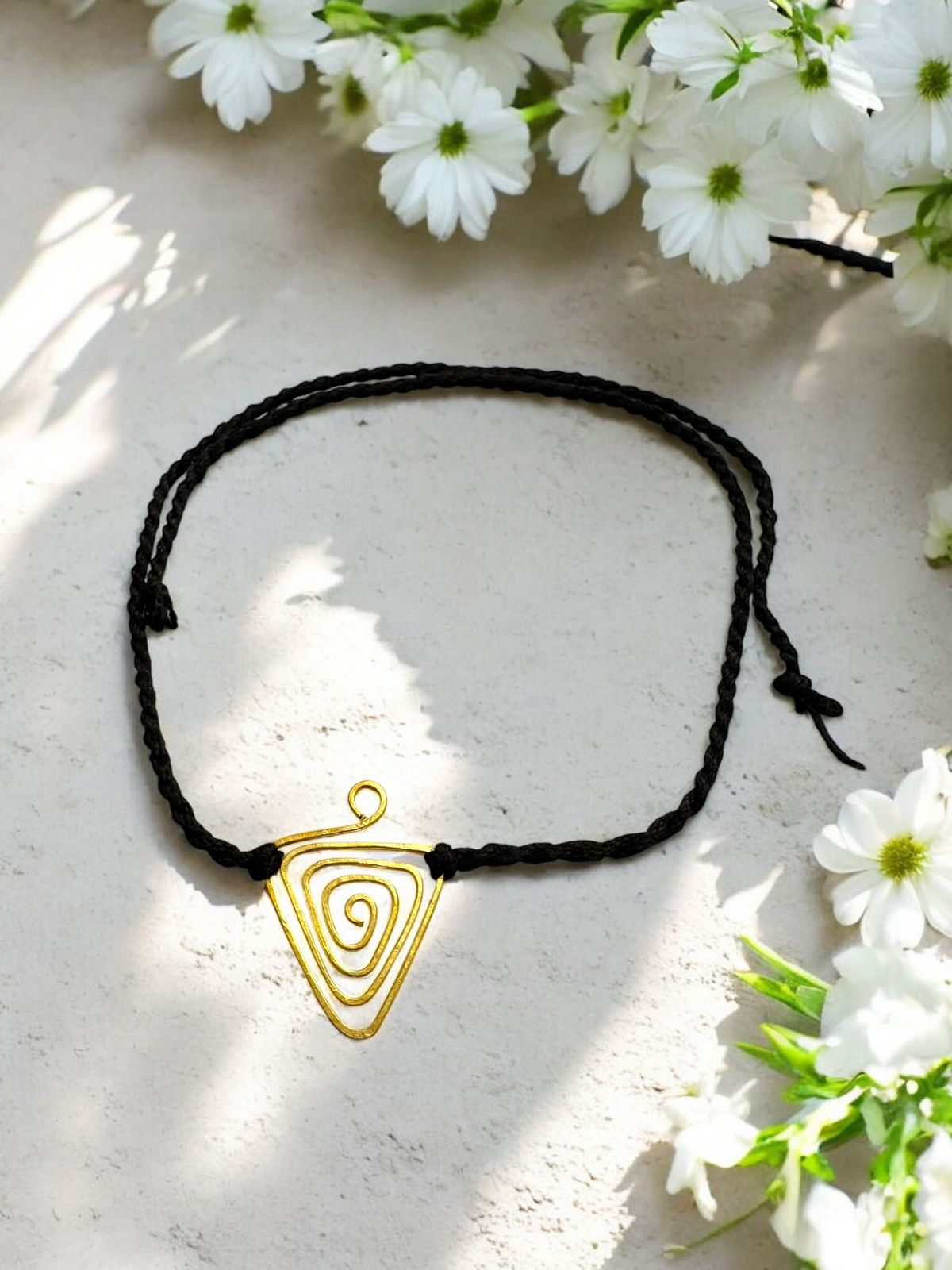 Triangle Spiral Brass Rakhi - Black