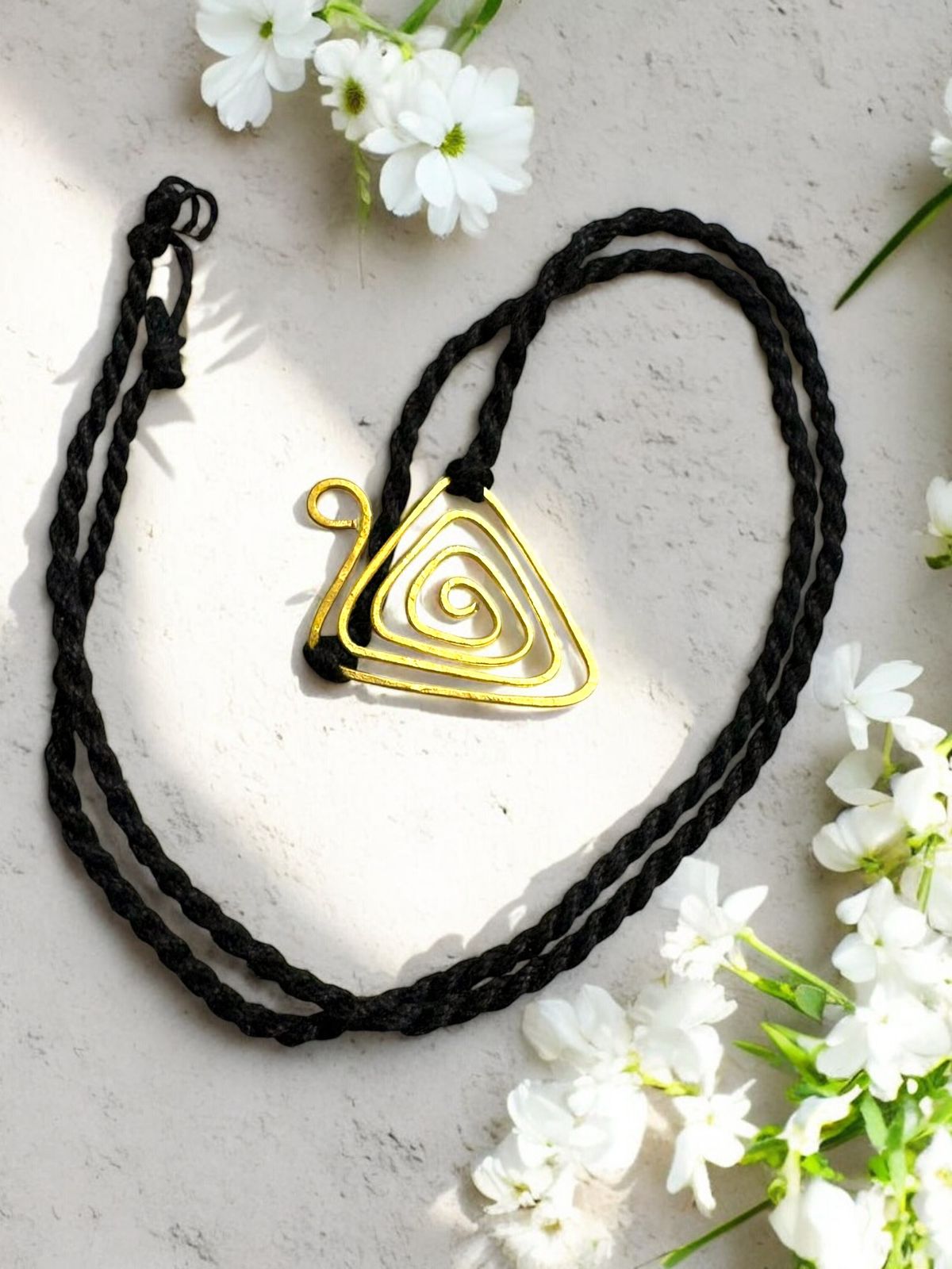 Triangle Spiral Brass Rakhi - Black