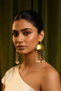 Under My Umbrella Crystal and Brass Dangler Earrings