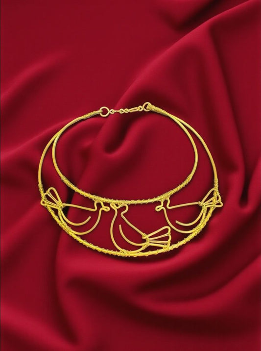 Mocking Birds Brass Hasli Necklace