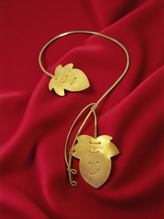 Maple Leaf Brass Hasli Necklace