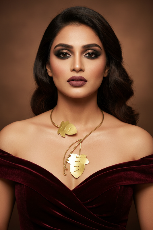 Maple Leaf Brass Hasli Necklace