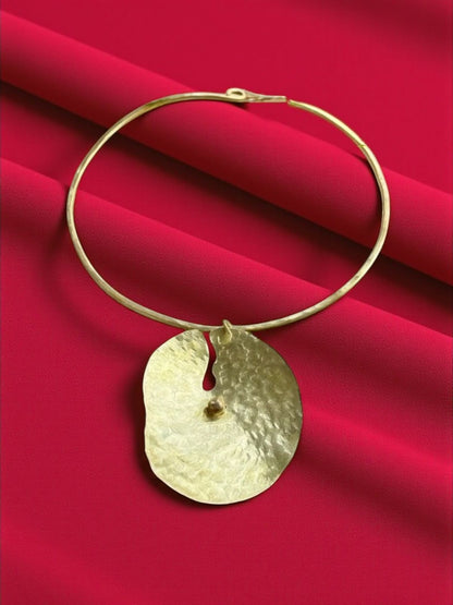 Lotus Leaf Brass Hasli Necklace