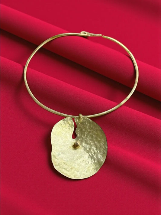 Lotus Leaf Brass Hasli Necklace