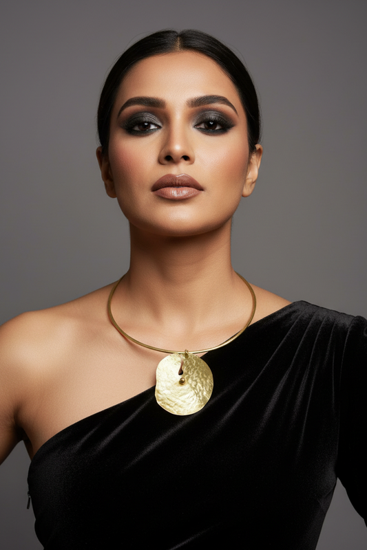 Lotus Leaf Brass Hasli Necklace