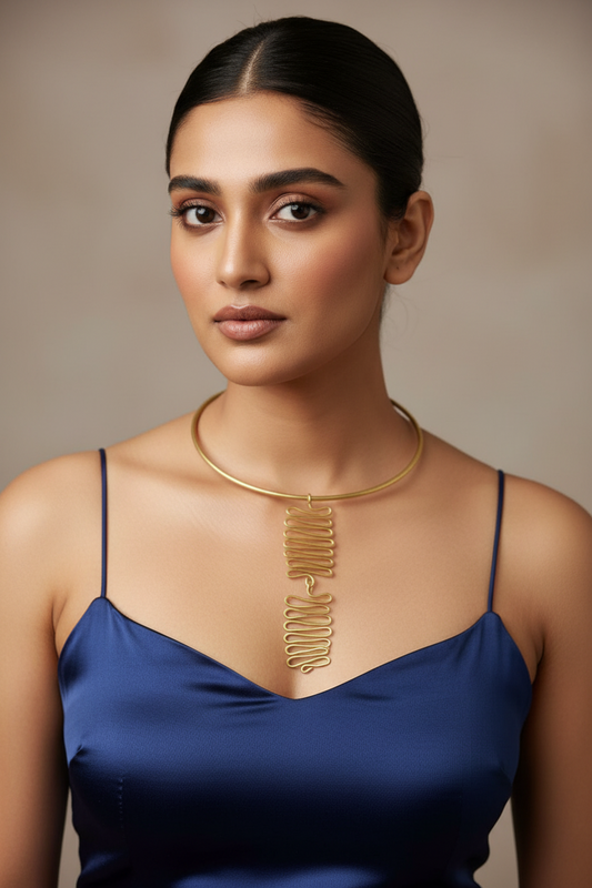 Waves of Life Brass Hasli Necklace