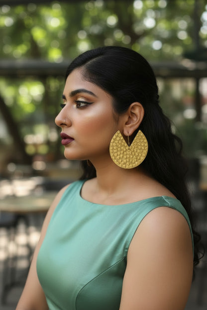 Zahara Bold Coin Brass Dangler Earrings