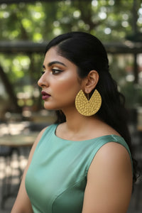 Zahara Bold Coin Brass Dangler Earrings