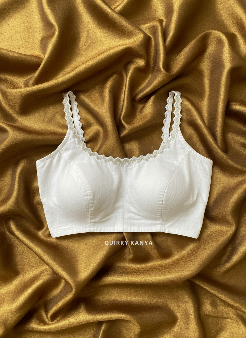 Zigzag Sequins Cotton Silk Blouse - White