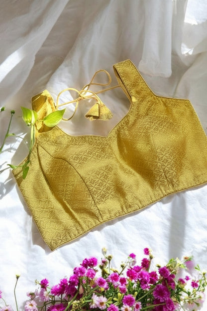 Aarushi Brocade Sleeveless Blouse - Gold