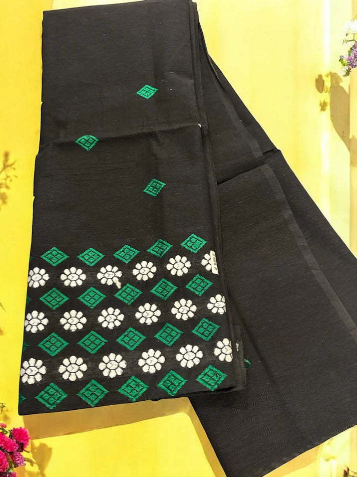 Naobi Assamese Cotton Wrap Skirt - Black Green