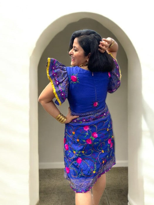 Butterfly Wings Embroidered Phulkari A-line Dress