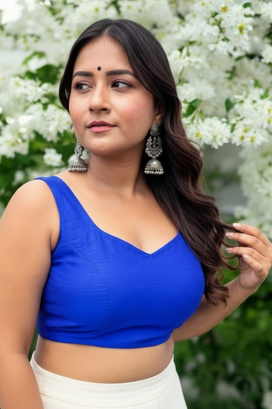 Nandini Art Silk Sleeveless Blouse - Royal Blue