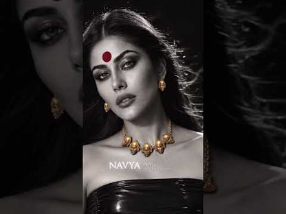 Chehra Premium Sculptural Brass Necklace Jewelry Set (Necklace, Earrings)