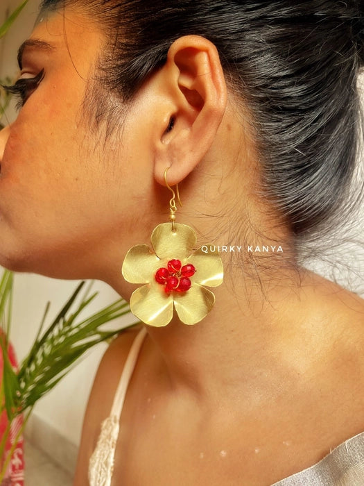 red-beaded-ghungru-flower-brass-earrings