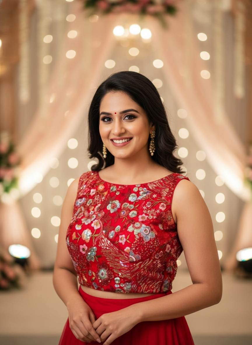 Sitara Sequins Designer Blouse - Red