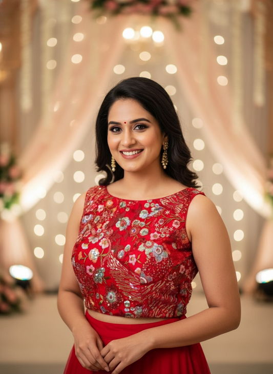 Sitara Sequins Designer Blouse - Red