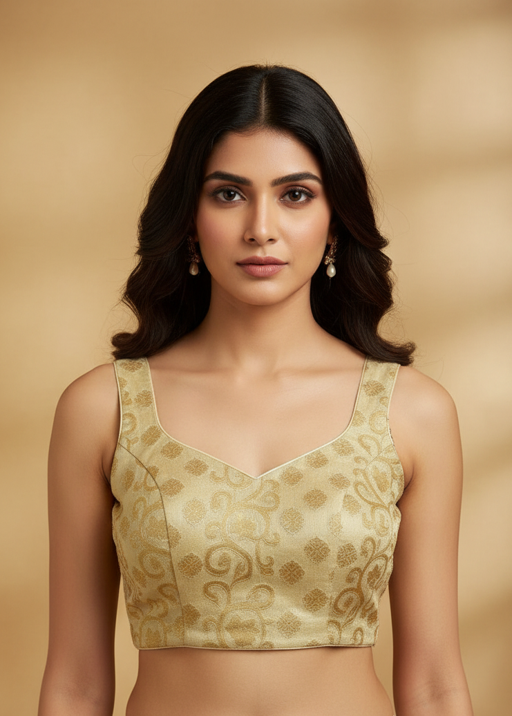 Suvarnaa Sleeveless Designer Blouse - Pale Gold