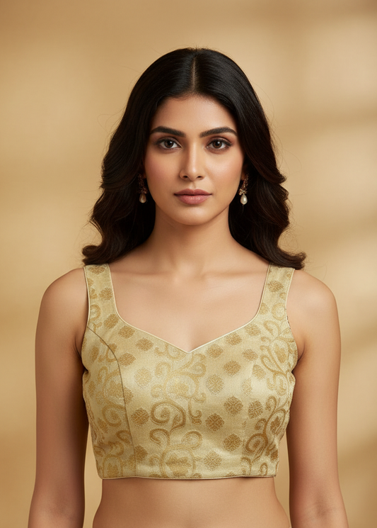 Suvarnaa Sleeveless Designer Blouse - Pale Gold