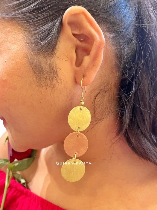 tri-circle-brass-copper-earrings