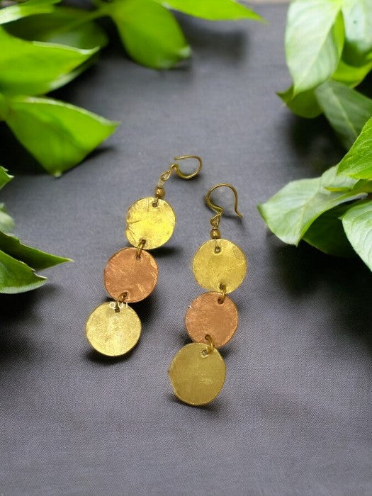 tri-circle-brass-copper-earrings